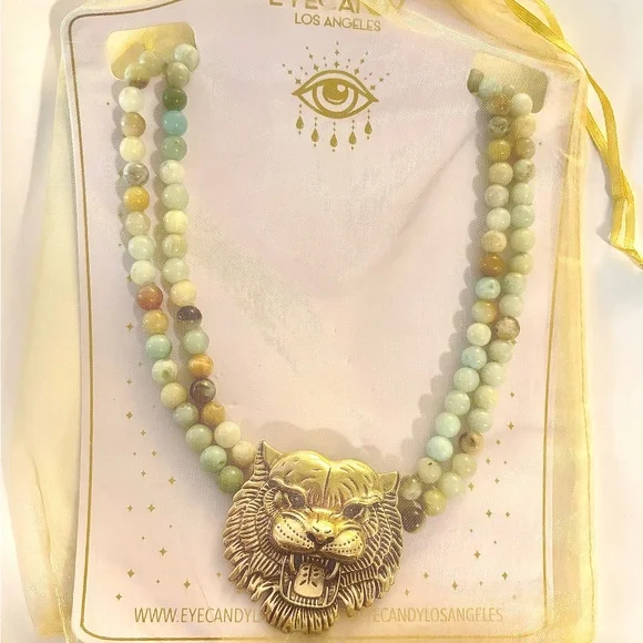 Asal Amazonite Tiger Statement Beaded Necklace - Picture 6 of 6